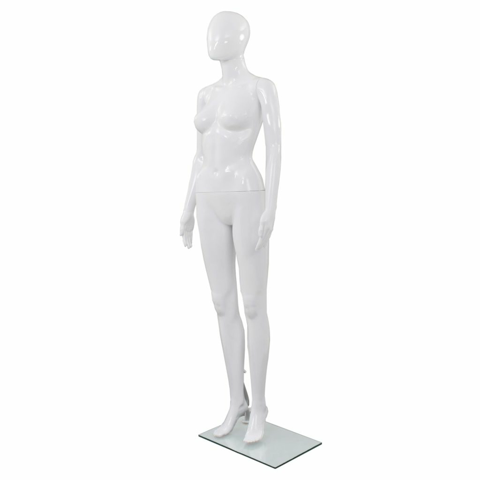 Carevas Full Body Female Mannequin with Glass Base Glossy White 68.9 